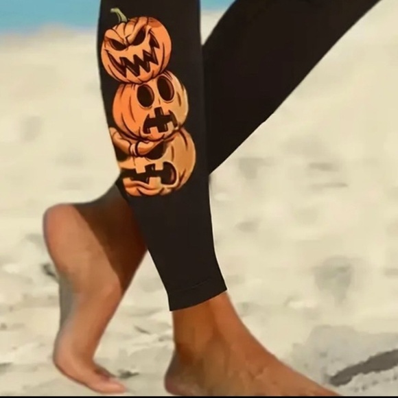 Halloween 🎃 Pumpkin Print Leggings - Picture 3 of 7